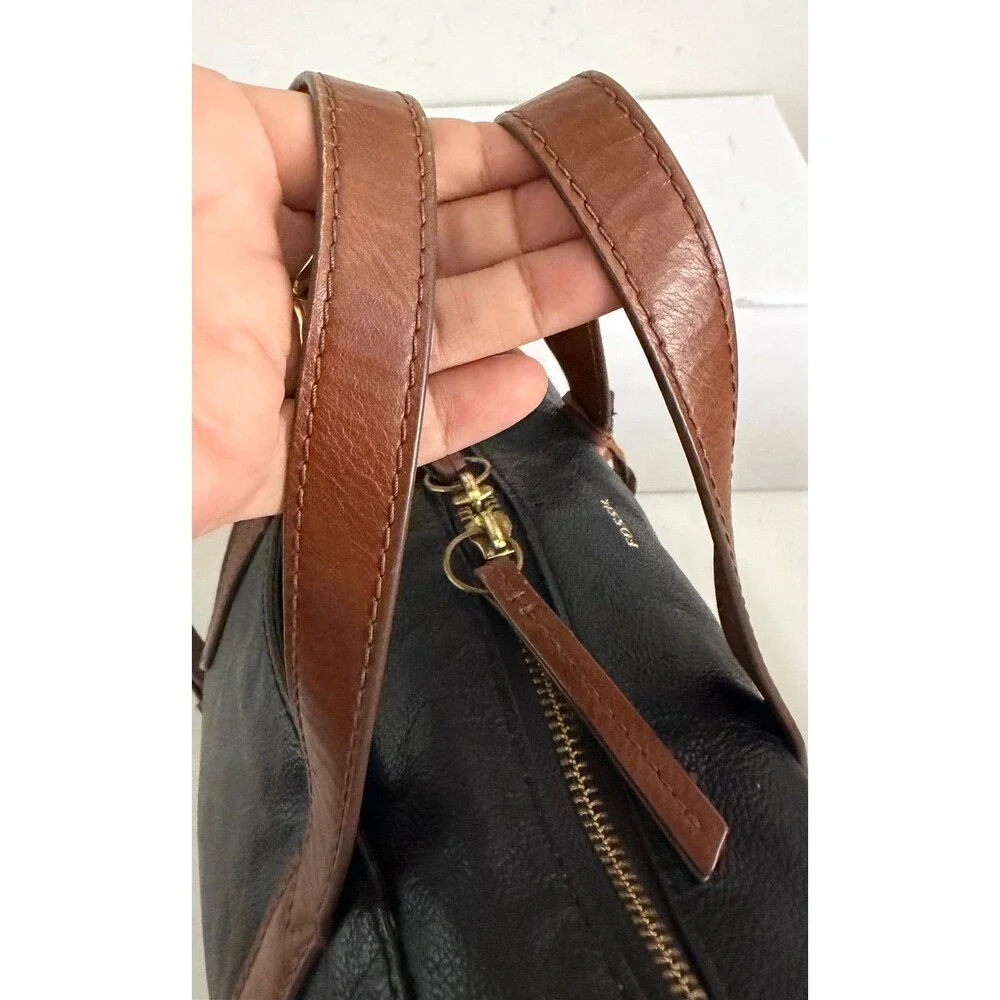 Fossil Sydney Satchel Black/White Brass Leather Crossbody Bag & Wallet
